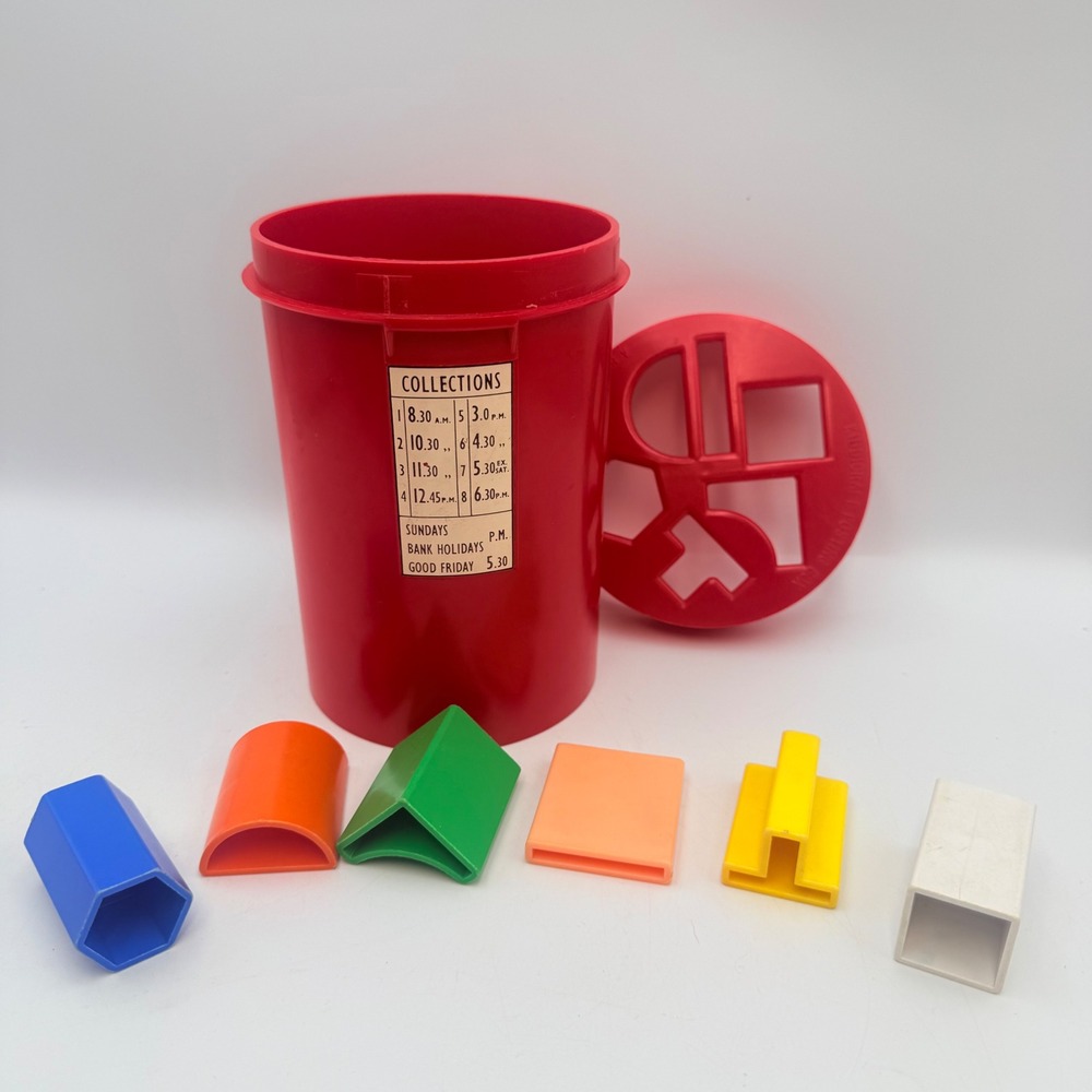 Vintage Kiddicraft Posting Box Shape Sorter Hilary Page Sensible Toy England Red
